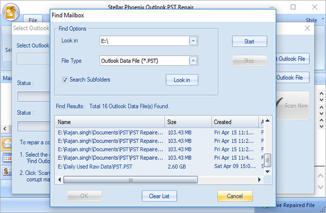 repair pst file in Outlook step 2