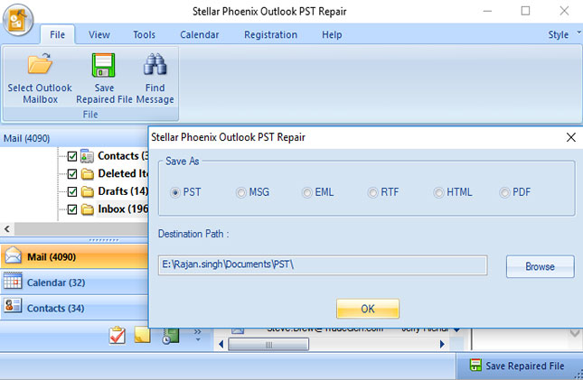 repair pst file in Outlook step 4