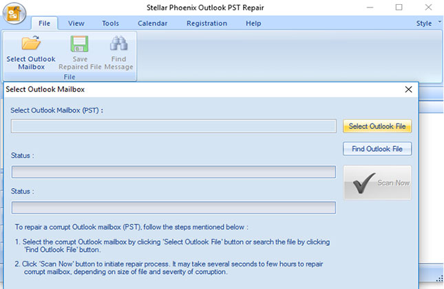 repair outlook pst file step 1