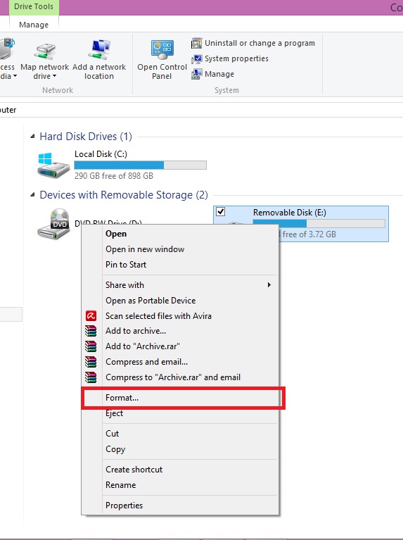 format flash drive step 1